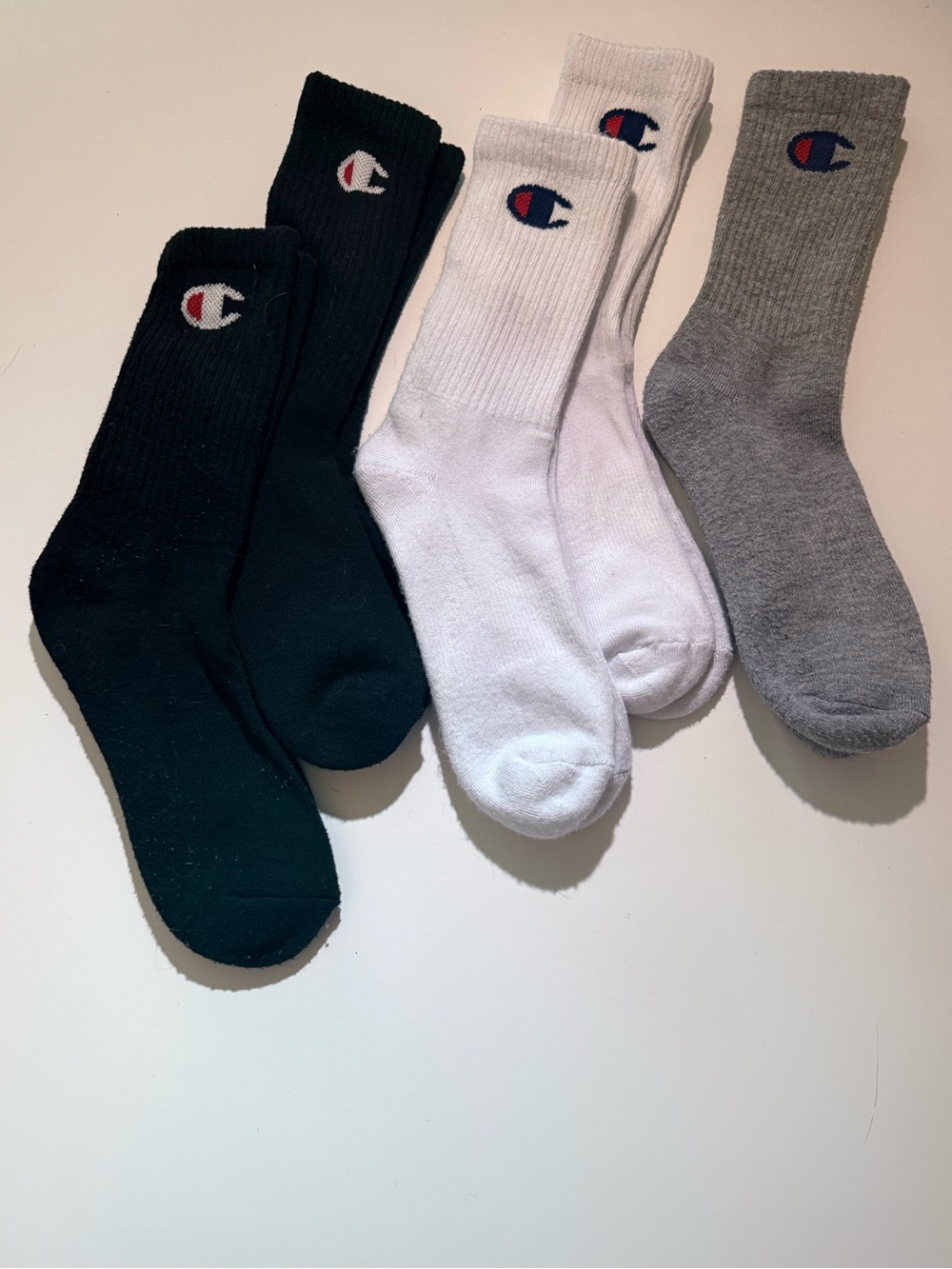 Champion Logo Crew Socks 5 Adult Large Pairs